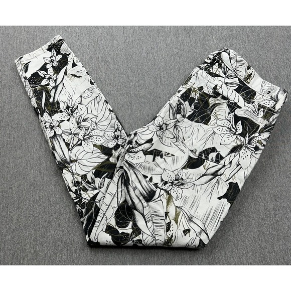 7 For All Mankind Denim - 7 For All Mankind‎ Floral Skinny Jeans Women's 27 30x28 Black White Mid Rise